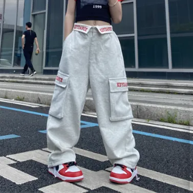 【120-170】ヒップホップ ダンス ポケット カッコイイ 夏 子供服 キッズ ジュニア 女の子 ボトムス ワイドパンツ