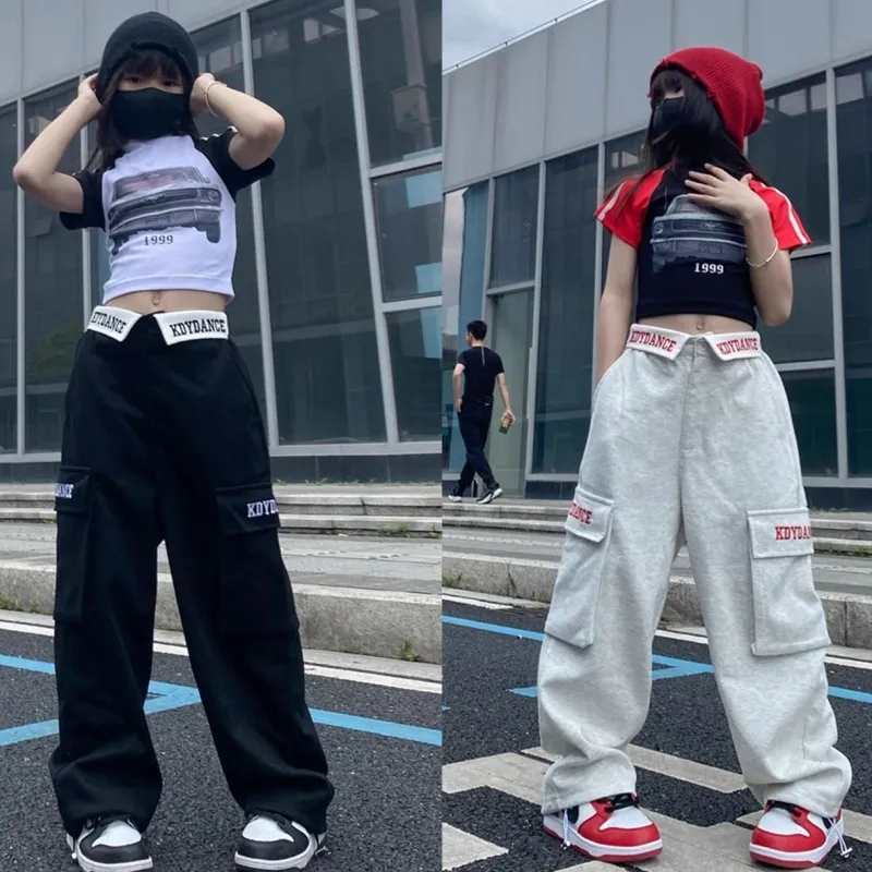 【120-170】ヒップホップ ダンス ポケット カッコイイ 夏 子供服 キッズ ジュニア 女の子 ボトムス ワイドパンツ