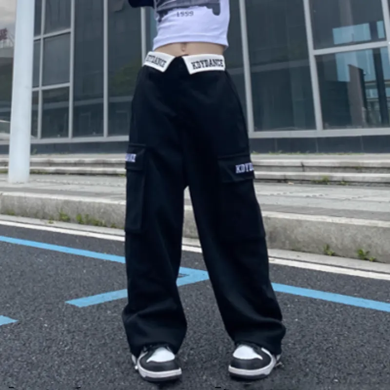 【120-170】ヒップホップ ダンス ポケット カッコイイ 夏 子供服 キッズ ジュニア 女の子 ボトムス ワイドパンツ