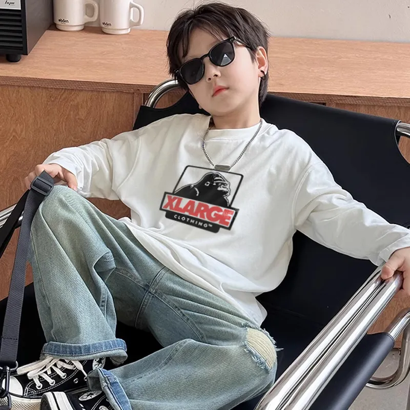 【90-160cm】よく売れる シンプル 大人気 トレンド 着心地良い 合わせやすい長袖 Tシャツ