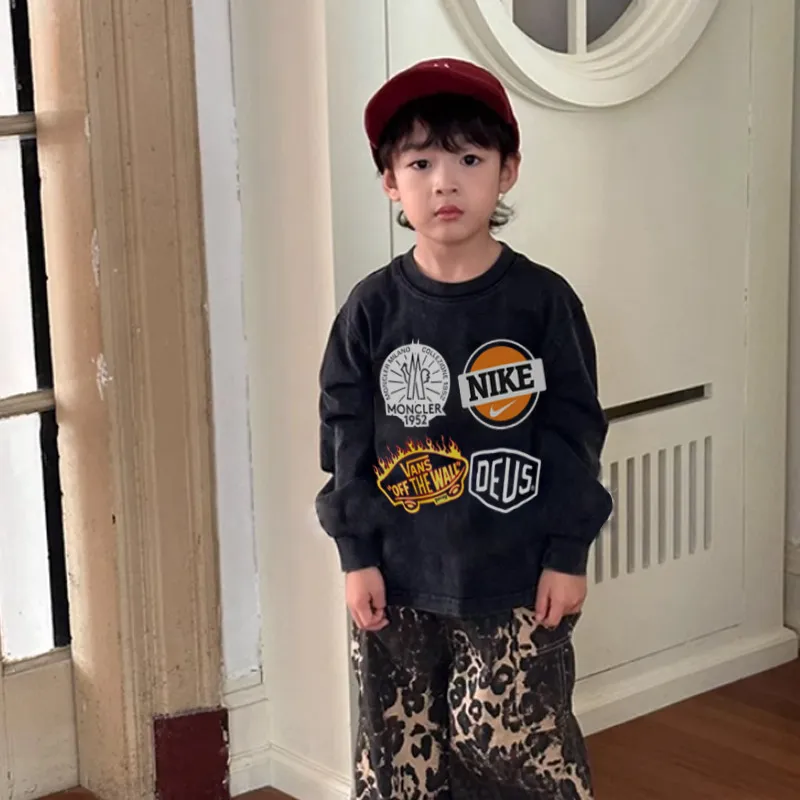 【80-130cm】デザイン満点 爆売れ中 ユニーク カッコイイ 男の子 長袖 Ｔシャツ