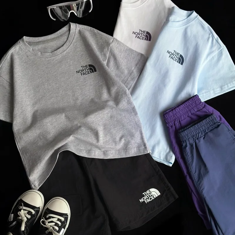 【110-150cm】二点セット コンフォート感抜群 通気性抜群 カジュアル 半袖 Ｔシャツ＋ショートパンツ セットアップ