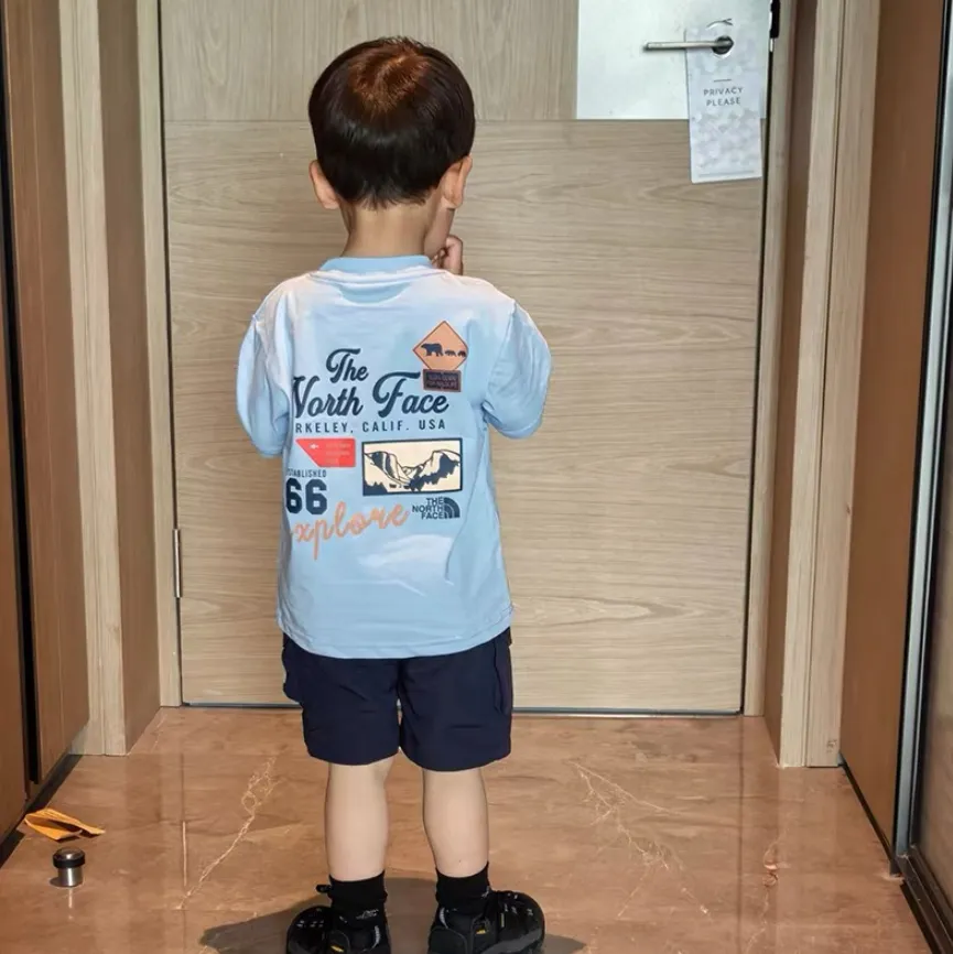 【110-150cm】二点セット コンフォート感抜群 通気性抜群 カジュアル 半袖 Ｔシャツ＋ショートパンツ セットアップ