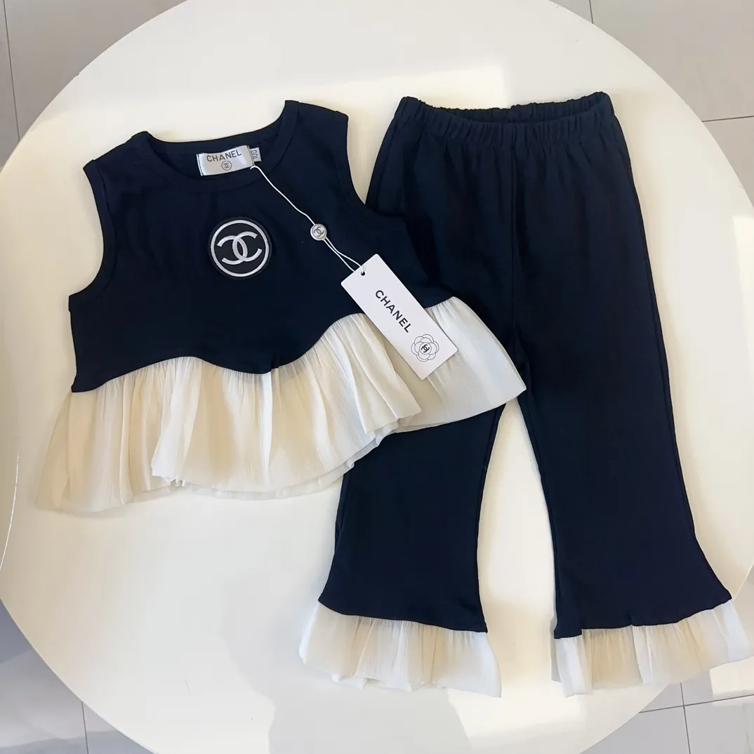 【90-140cm】二点セット オシャレ度高め 気質満点  きれいめ 女の子 タンクトップ＋パンツ セットアップ