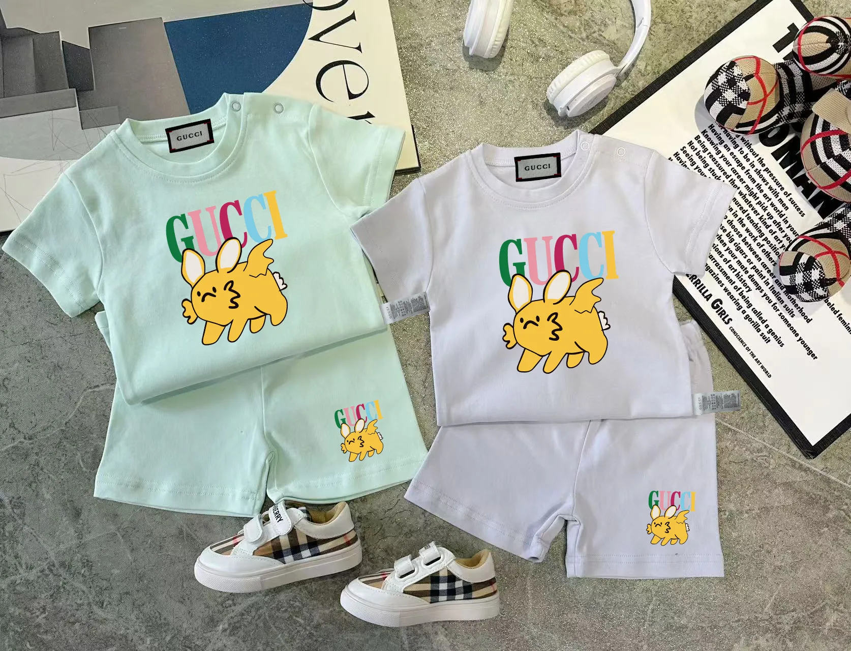 【66-110cm】二点セット デイリー使いに最適 トレンド  可愛い 軽やかな着心地 半袖Ｔシャツ+ショートパンツ セットアップ